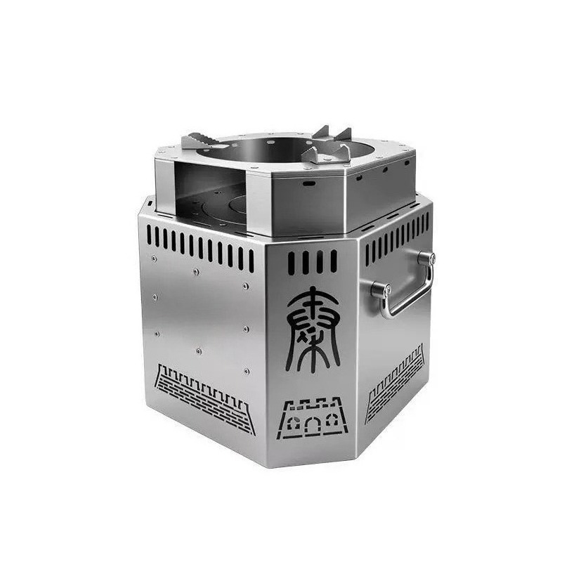 Camping Cooking Fire Stove - ステンレス製の薪ストーブ、煙の少ないガス化式キャンプ用ストーブ、屋外調理用の炭火焼き器。