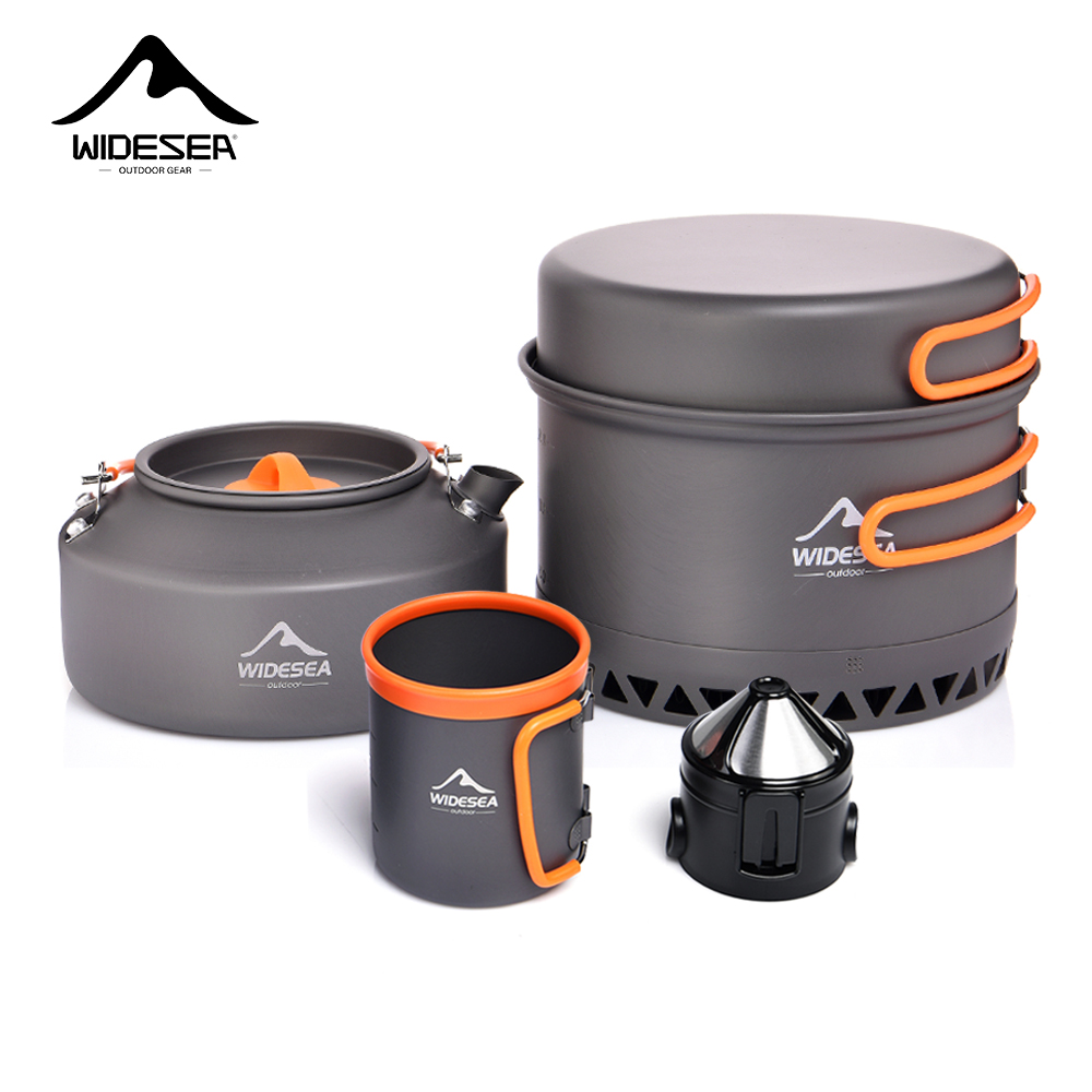 Camping Cooking Kit - キャンプ用食器、アウトドア調理器具セット、鍋、観光用ケトル、コーヒーカップ、フィルター、キッチン用品、ハイキング、ピクニック、旅行用具