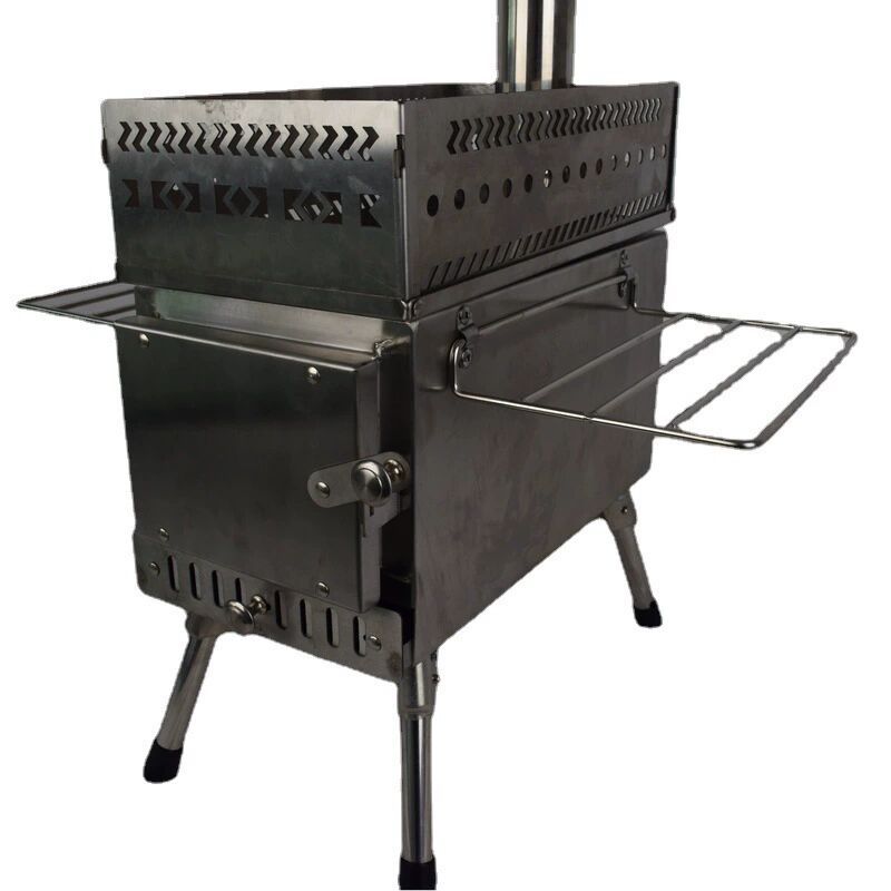 Camping Cooking Fire Stove - ステンレス製折りたたみ式薪ストーブ、頑丈なポータブル焚き火台、屋外料理、ピクニック、バーベキュー用