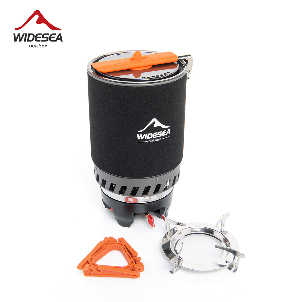 Camping Cooking Kit - 広範囲の海でのキャンプ用調理システム、熱交換器付き屋外ガスバーナーストーブ、観光用鍋セット、カップ、食器、調理器具、観光、ハイキング