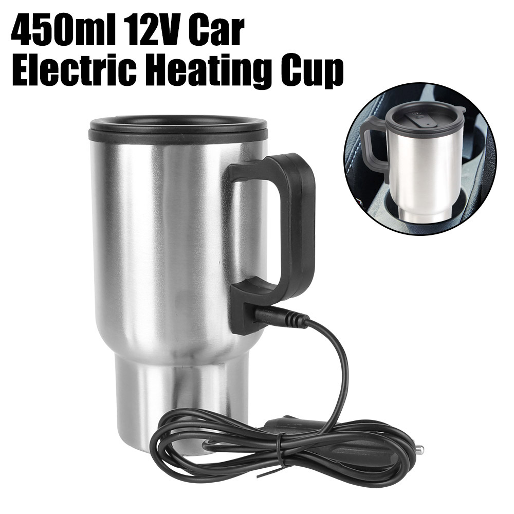 Camping Cooking Electric - 12V 450 ミリリットル車のコーヒーマグインテリア電気加熱ケトルステンレス鋼水サーマルマグキャンプ旅行ケトル加熱カップ
