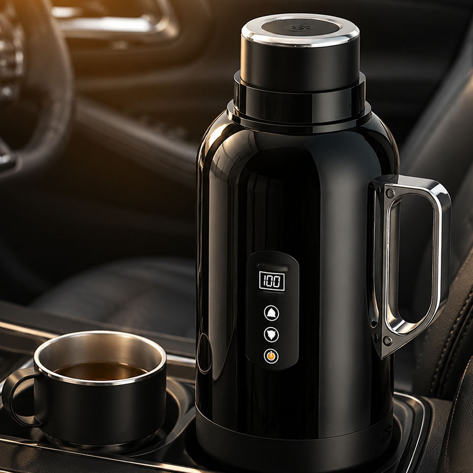 Camping Cooking Electric - 車用電気ケトル 1500ml 急速沸騰 304ステンレス製 キャンプや旅行に最適なカーアクセサリー