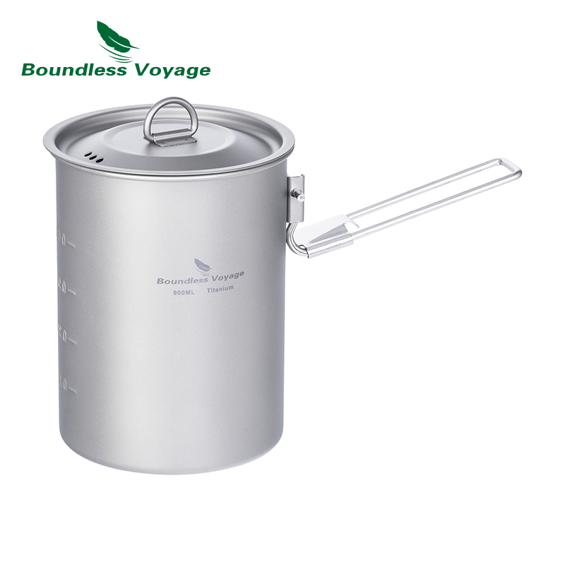 Camping Cooking Handle - 折りたたみハンドルと蓋付きの折りたたみ式キャンプ調理器具,ポータブル屋外調理キット,900ml