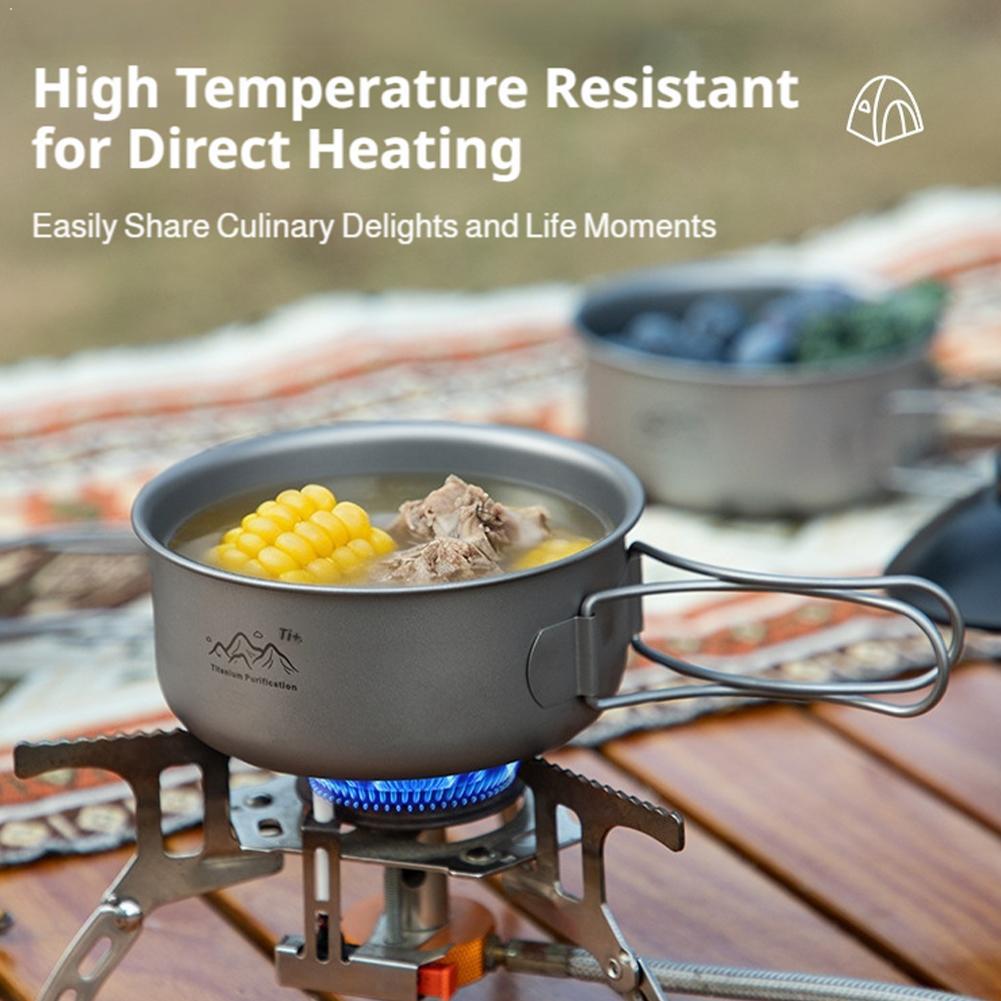 Camping Cooking Handle - 超軽量チタン製バックパッキング調理器具、持ち手付きポータブルキャンプポット、アウトドアハイキング料理用