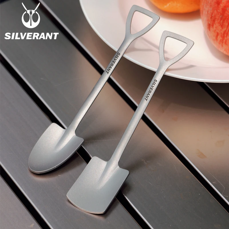 Camping Cooking Set Lightweight - Edcチタンポータブルシャベル形状スプーン食品スープスイカ軽量スプーン屋外キャンプ食器