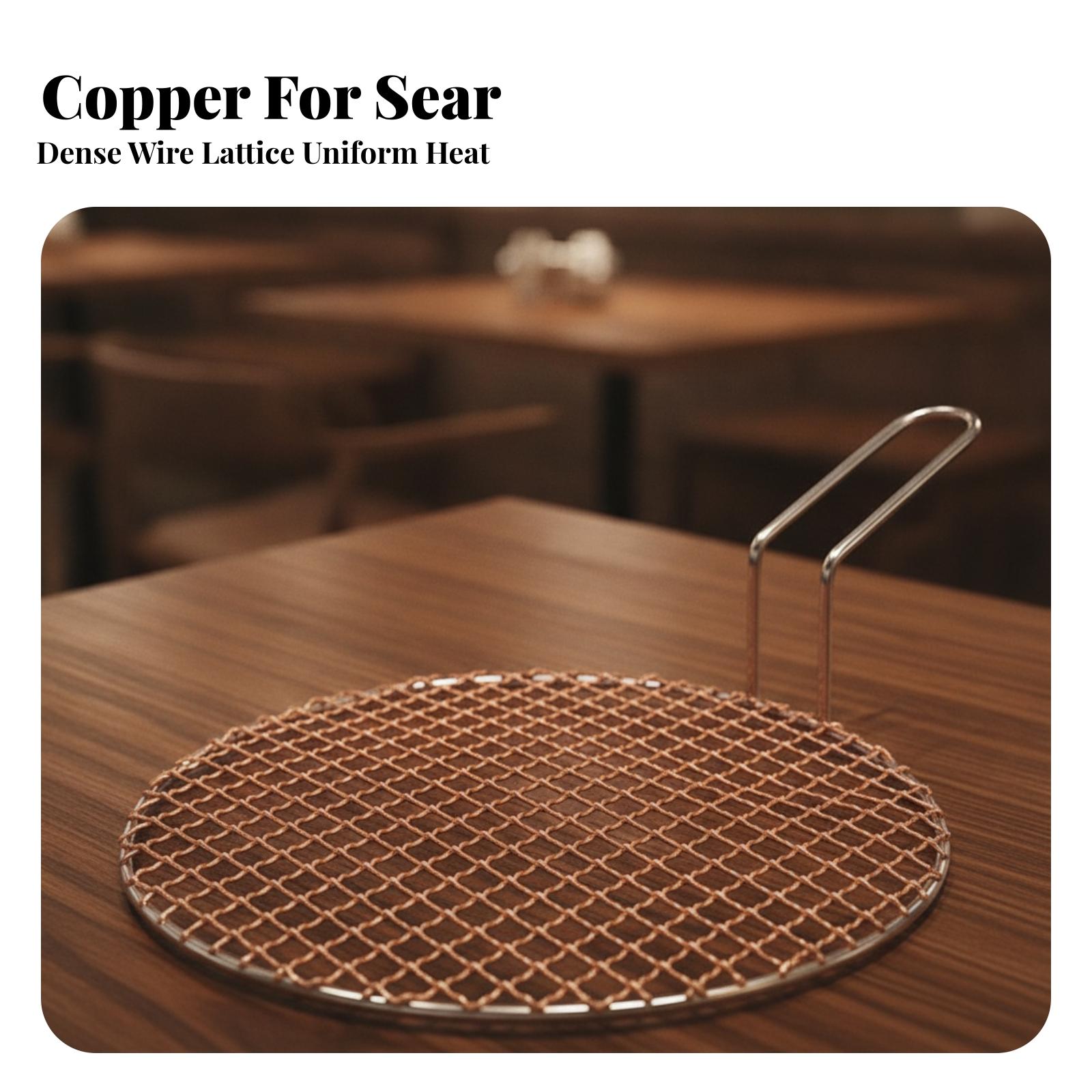 持ち手付きポータブル銅メッシュ丸型グリルスクリーン、炭火バー - Camping With Cooking のレビューと価格