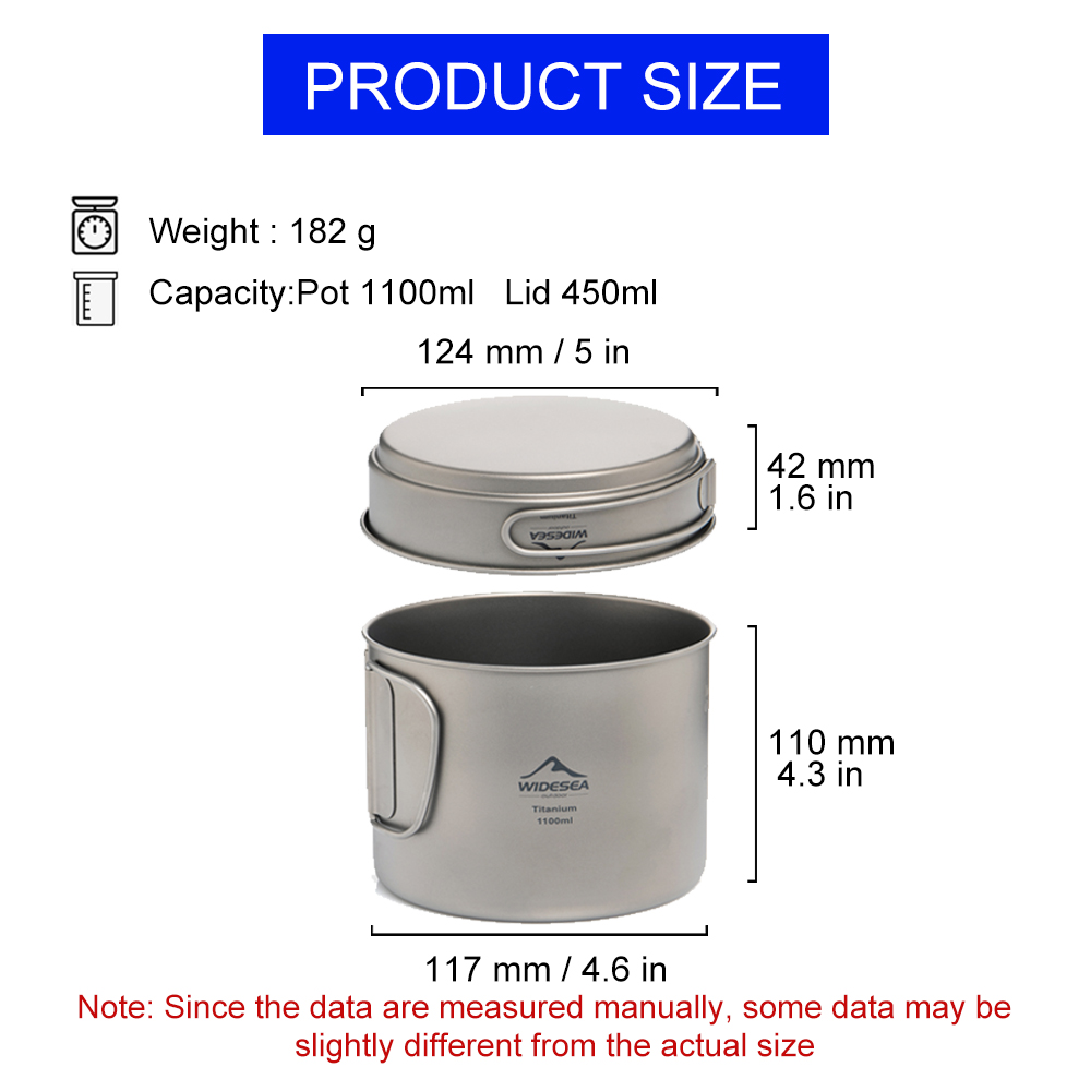 Widesea 超軽量チタンキャンプポット 1100ml 折 - Camping Cooking Kit のレビューと価格