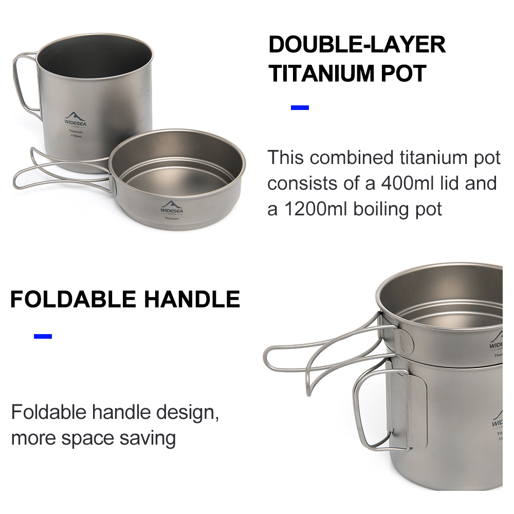 Widesea 超軽量チタンキャンプポット 1100ml 折 - Camping Cooking Kit のレビューと価格