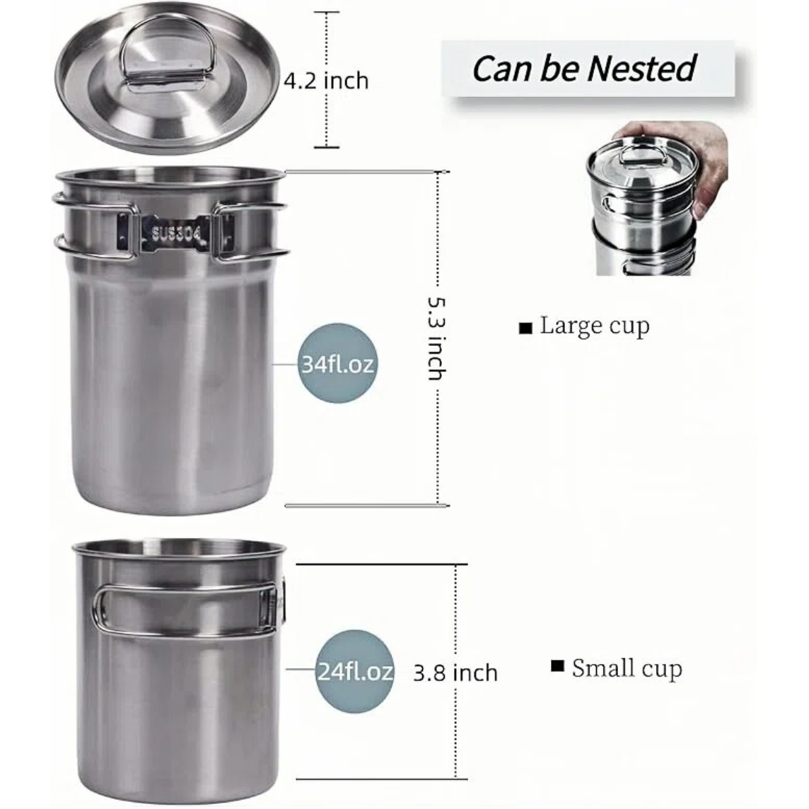 折りたたみ式キャンプカップマグカップキャンプポット調理器具3 - Camping Cooking Set のレビューと価格