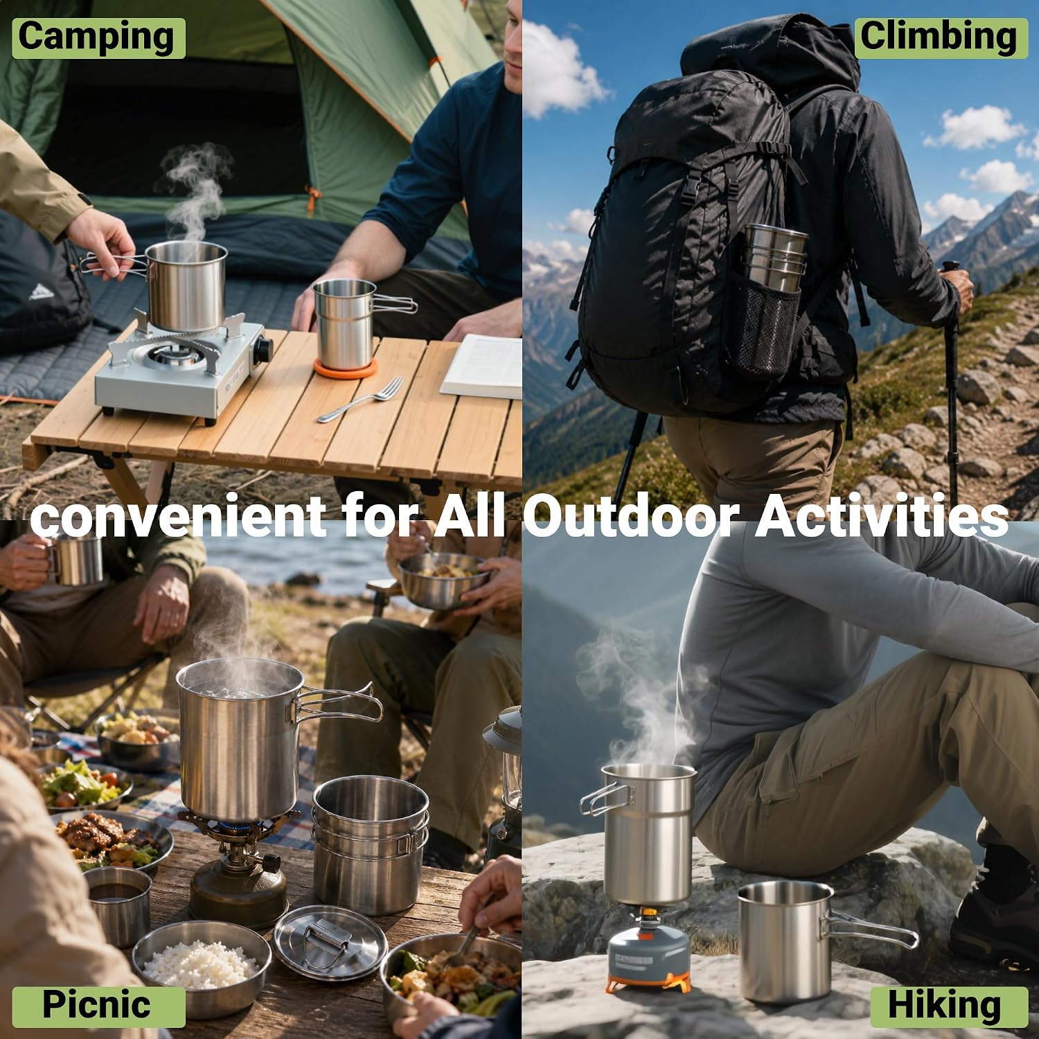 折りたたみ式キャンプカップマグカップキャンプポット調理器具3 - Camping Cooking Set のレビューと価格