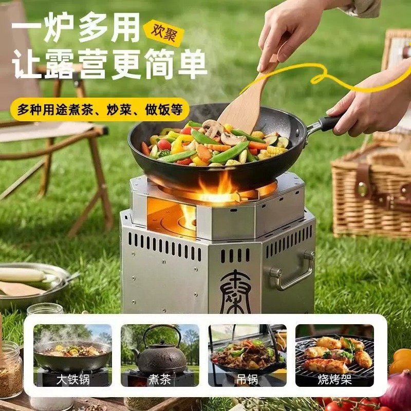 ステンレス製の薪ストーブ、煙の少ないガス化式キャンプ用ストー - Camping Cooking Fire Stove のレビューと価格