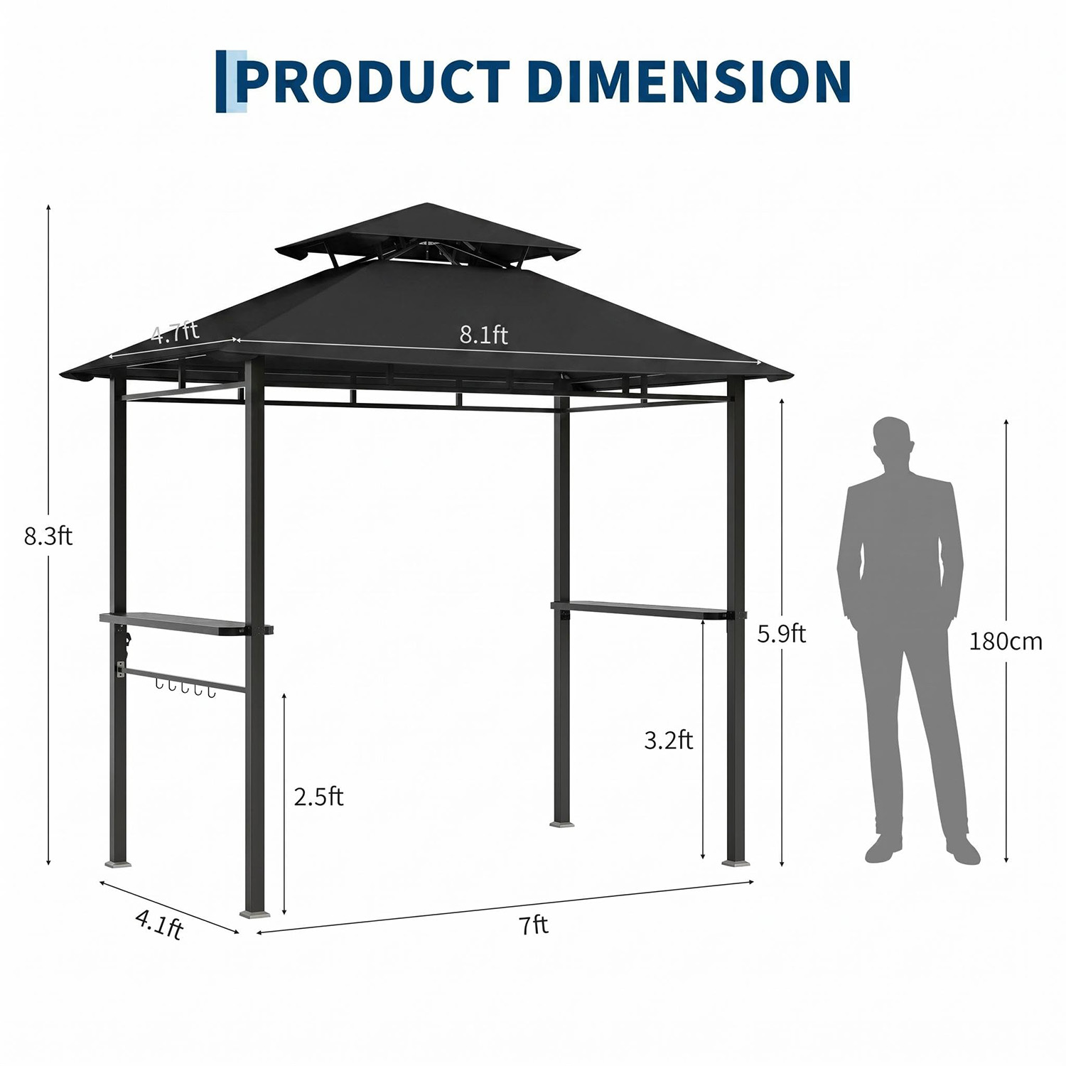 屋外BBQグリル用ガゼボ 8x5フィート、二重屋根付き換気式 - Camping Cooking Tent のレビューと価格