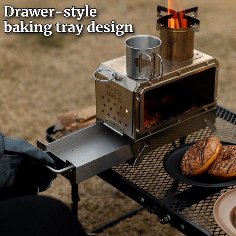 ステンレス鋼の正方形薪ストーブポータブル屋外キャンプピクニッ - Camping With Cooking のレビューと価格