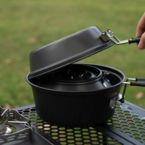 軽量アルミ合金キャンプ調理器具セット 3 ピースポットパンケ - Camping Cooking Set Lightweight のレビューと価格
