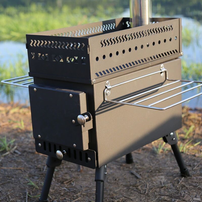 ステンレス製折りたたみ式薪ストーブ、頑丈なポータブル焚き火台 - Camping Cooking Fire Stove のレビューと価格