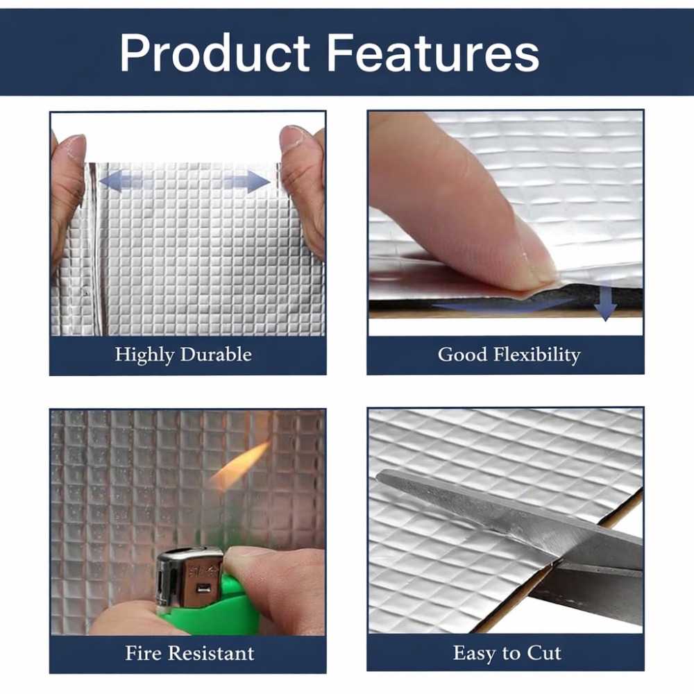 10 個 10 ミリメートル車の消音マットアルミ箔断熱防音フ - Aluminum Foil Heavy Duty のレビューと価格
