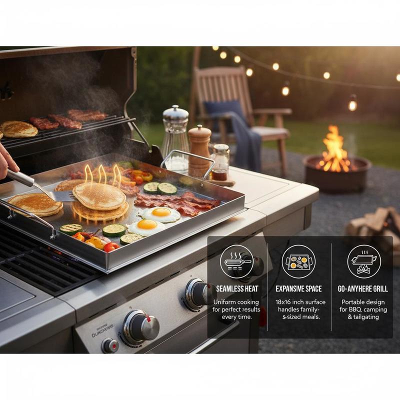 ユニバーサルフラットトップグリドル 18x16インチ キャン - Camping Cooking Handle のレビューと価格