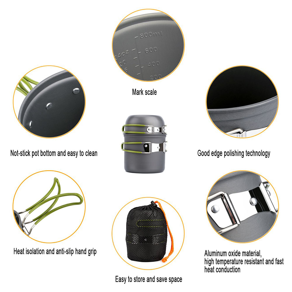 超軽量キャンプポット調理器具セットポータブル屋外調理食器ハイ - Camping Cooking Kit のレビューと価格