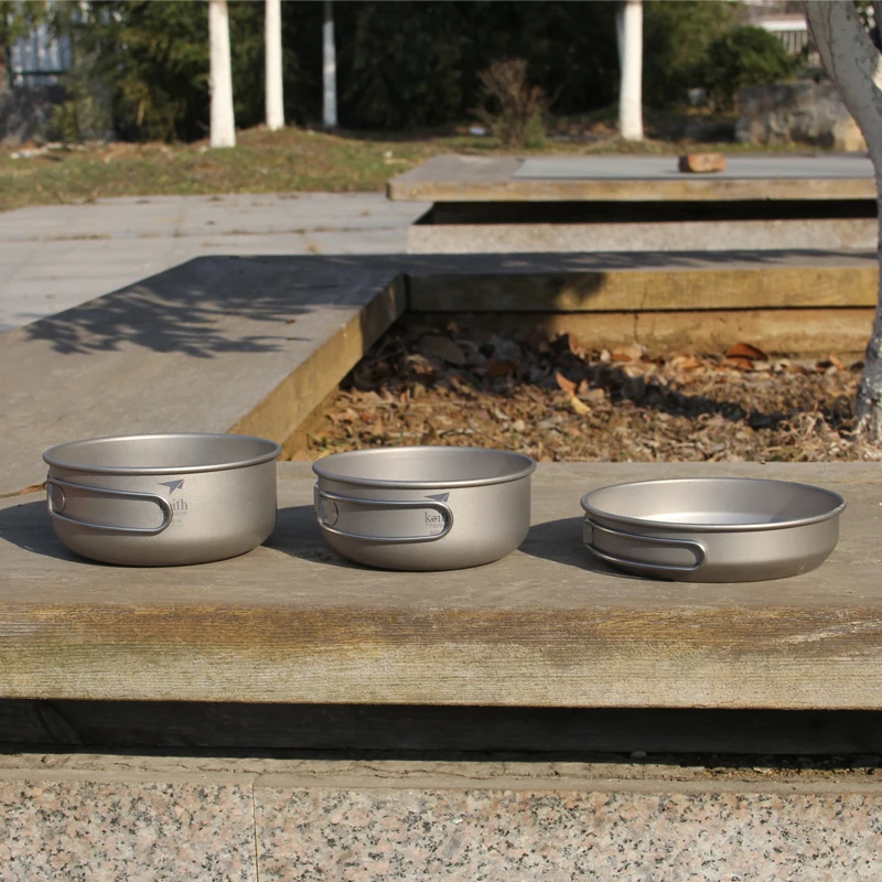 キース 3 個チタン調理器具パンボウルセット折りたたみハンド - Camping Cooking Set のレビューと価格