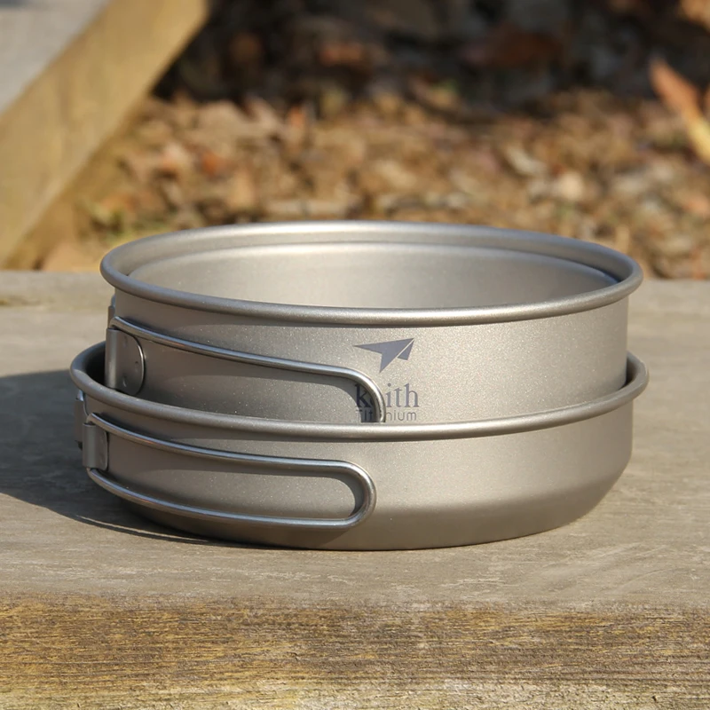 キース 3 個チタン調理器具パンボウルセット折りたたみハンド - Camping Cooking Set のレビューと価格