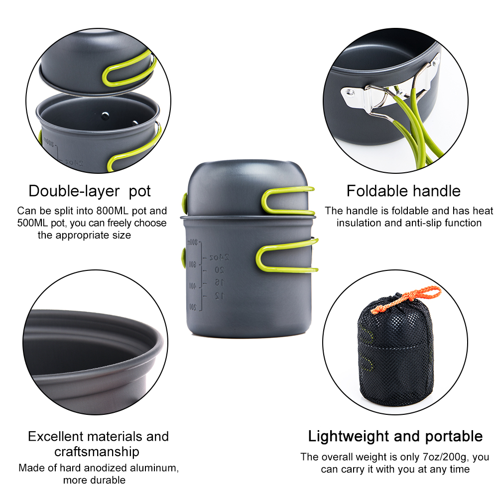 ワイドシー超軽量キャンプ調理器具アウトドア食器ポットセットハ - Camping Cooking Utensil Set のレビューと価格