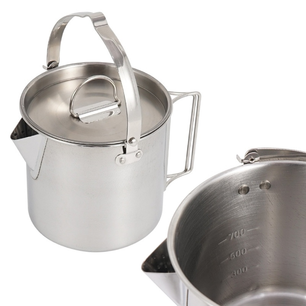 ステンレス製、1.2リットル容量のポータブルケトル。折りたた - Camping Cooking Handle のレビューと価格
