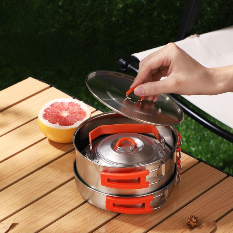 キャンプ用調理器具セット。軽量アルミニウム製で、折りたたみ式 - Camping Cooking Set Lightweight のレビューと価格