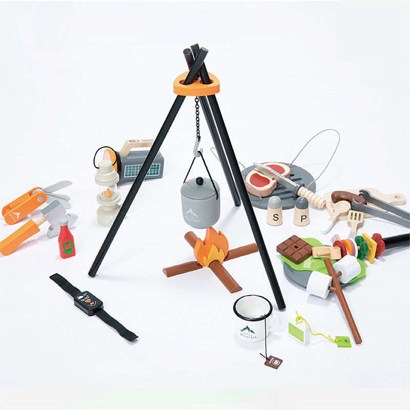 子供向け教育玩具 面白いBBQ木製キッチンごっこ遊びセット  - Camping Cooking Kids のレビューと価格