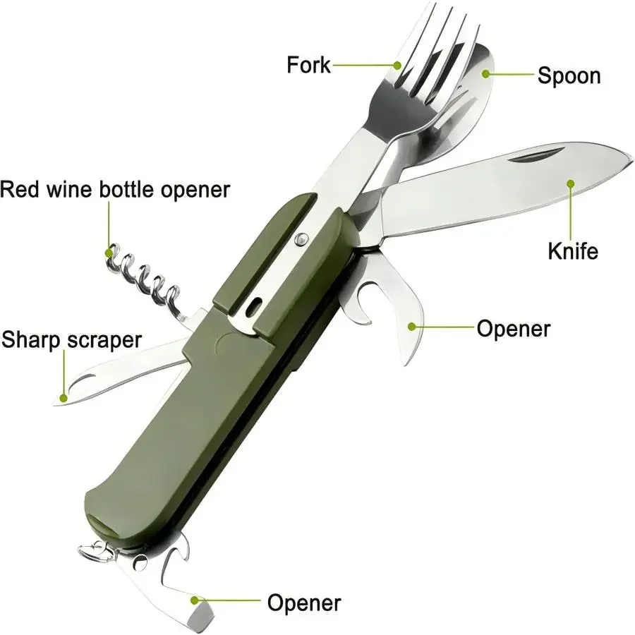 キャンプ用品 5-in-1 ステンレス製トラベルセット、多機 - Camping Cooking Utensil Set のレビューと価格