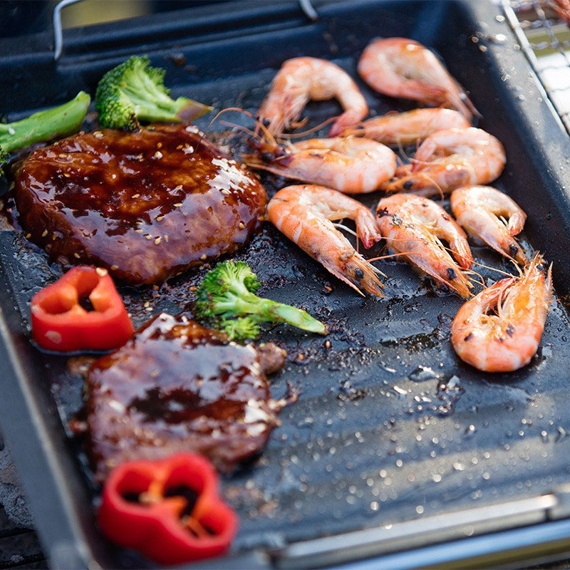 屋外用厚い四角グリルパン 2つのハンドル付き ポータブルノン - Camping Cooking Set のレビューと価格