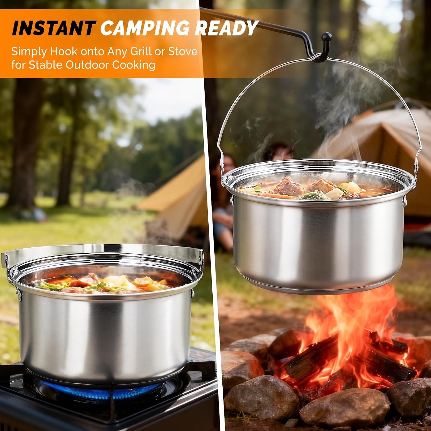 6点調理器具セット、304ステンレス製軽量ノンスティック鍋、 - Camping Cooking Set Lightweight のレビューと価格