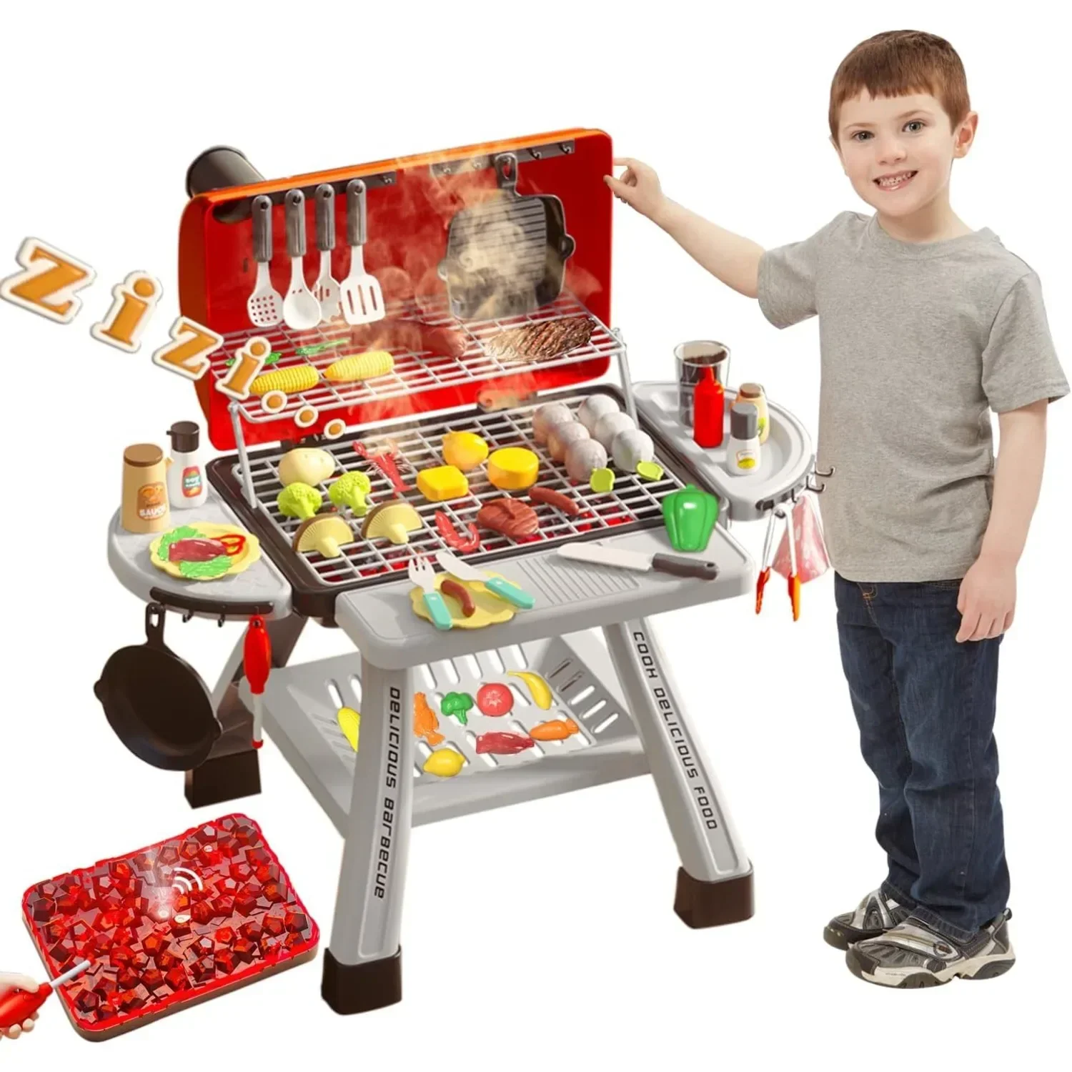 バーベキューグリルおもちゃセット子供用バーベキューごっこ遊び - Camping Cooking Kids のレビューと価格