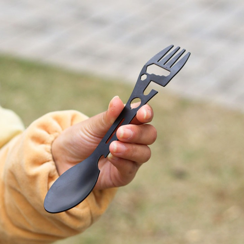 ポータブルステンレス鋼フォークスプーン多用途キャンプスプーン - Camping Cooking Set Lightweight のレビューと価格