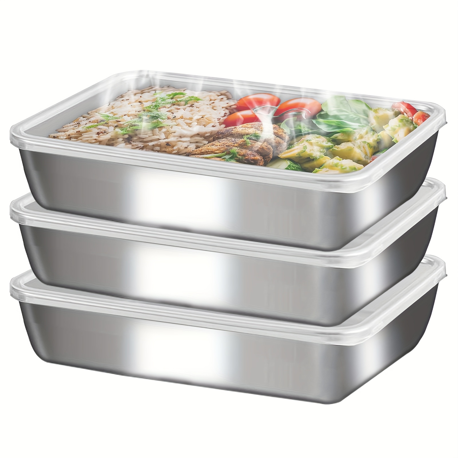 3個入りステンレス製食品容器＆ランチボックス、漏れ防止スタッ - Camping With Cooking のレビューと価格