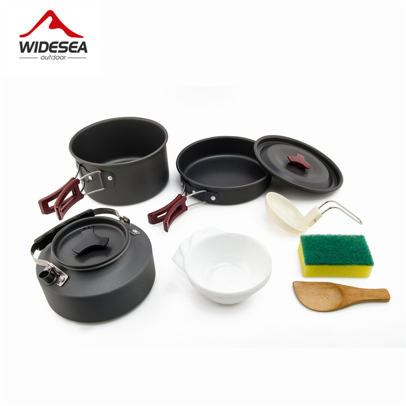 Widesea キャンプ調理器具セットアウトドアポット食器キ - Quechua Camping Cooking Set のレビューと価格