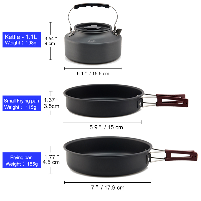 Widesea キャンプ調理器具セットアウトドアポット食器キ - Quechua Camping Cooking Set のレビューと価格