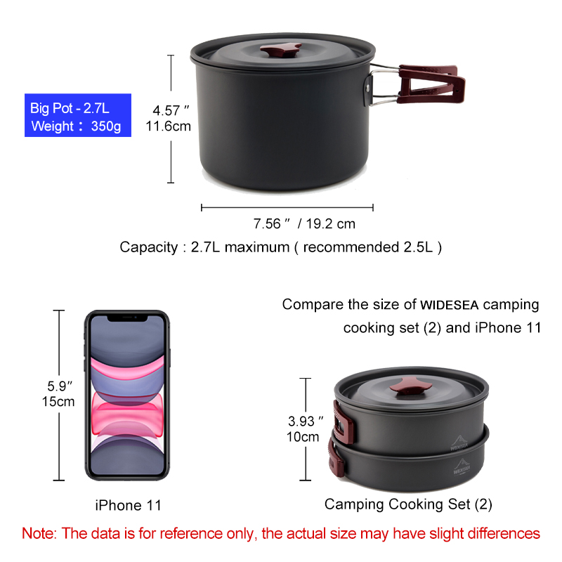 Widesea キャンプ調理器具セットアウトドアポット食器キ - Quechua Camping Cooking Set のレビューと価格