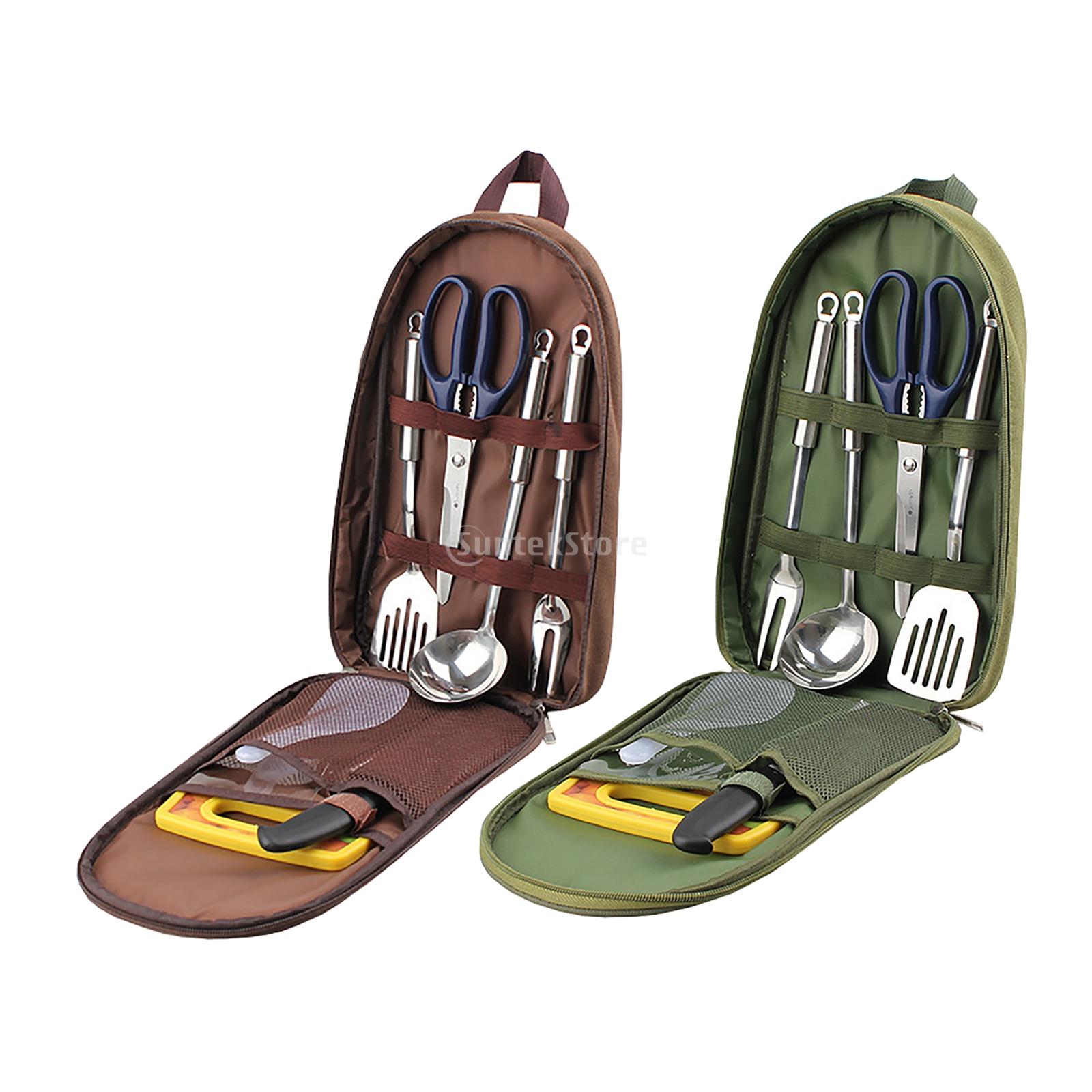 7 個キャンプキッチン用品セットキャリングバッグ付きバーベキ - Quechua Camping Cooking Set のレビューと価格