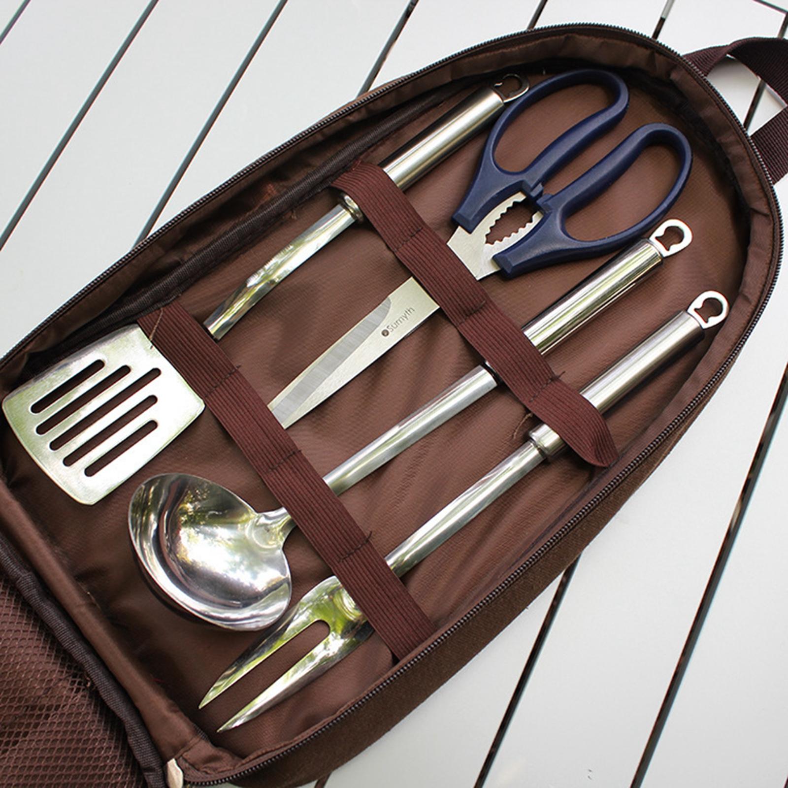 7 個キャンプキッチン用品セットキャリングバッグ付きバーベキ - Quechua Camping Cooking Set のレビューと価格