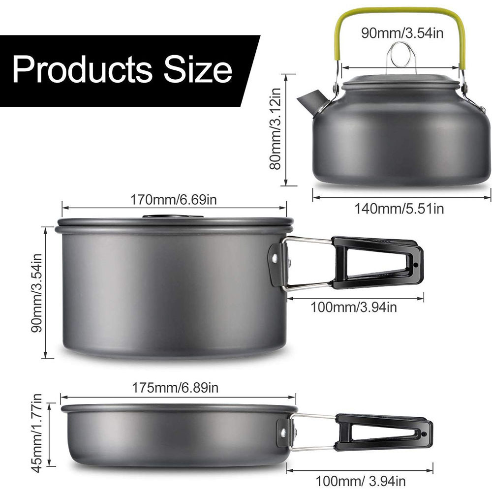 アルミ合金製のアウトドアキャンプ用調理器具セット、鍋にこびり - Camping Cooking Kit のレビューと価格